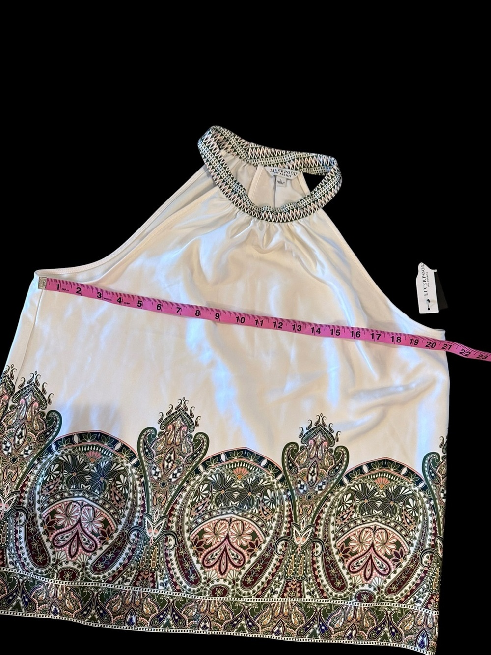 LPLA Liverpool LA Cream Olive Paisley Tank Top Crop Pants Set NWT Large - Picture 6 of 15